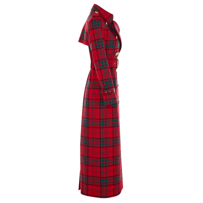 Full Length Marlborough Trench Coat Red Tartan