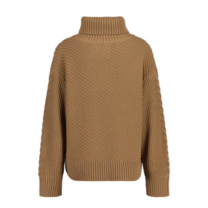 Cable Knit Buttoned Turtleneck