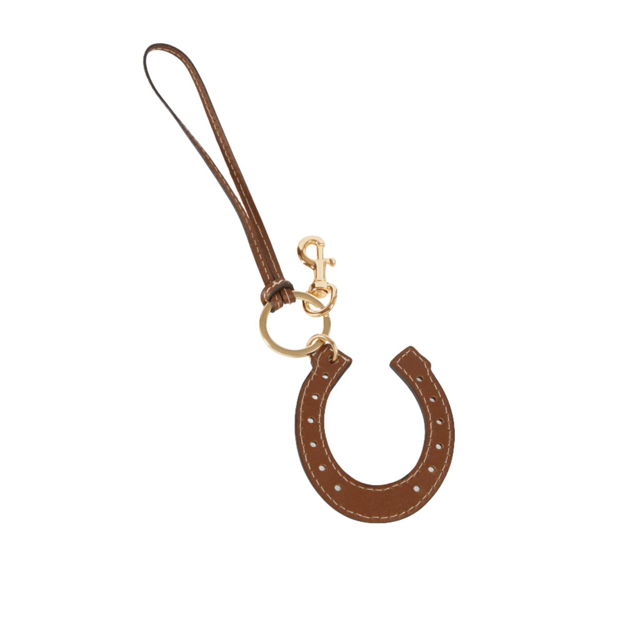 Horse Shoe Bag Charm Tan Leather