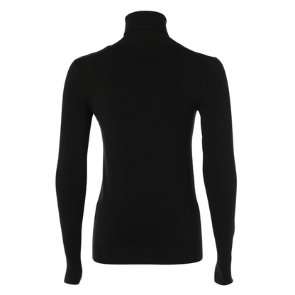 Buttoned Knit Roll Neck Black