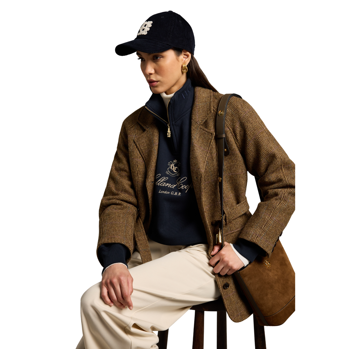 Corduroy Heraldic Cap Navy Ecru