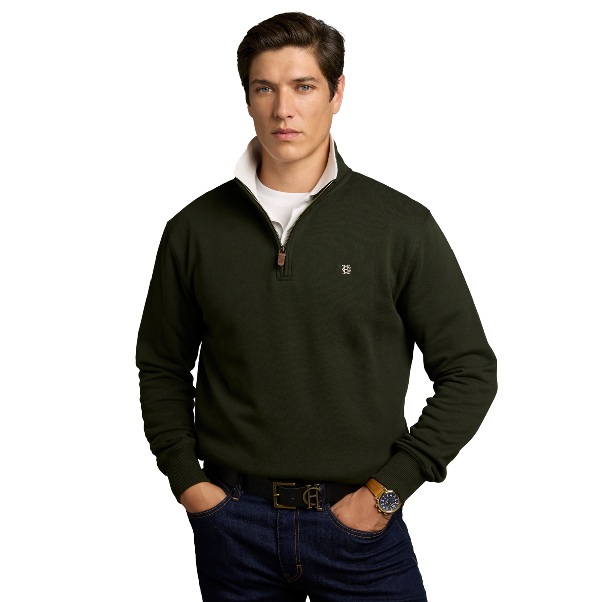 Classic Quarter Zip Sweat Racing Green