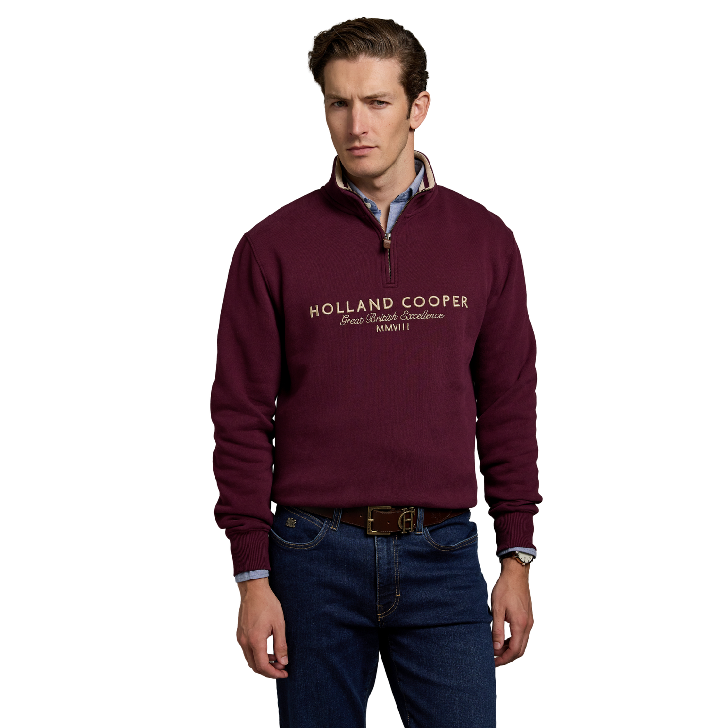 Heritage Quarter Zip Sweat Mulberry