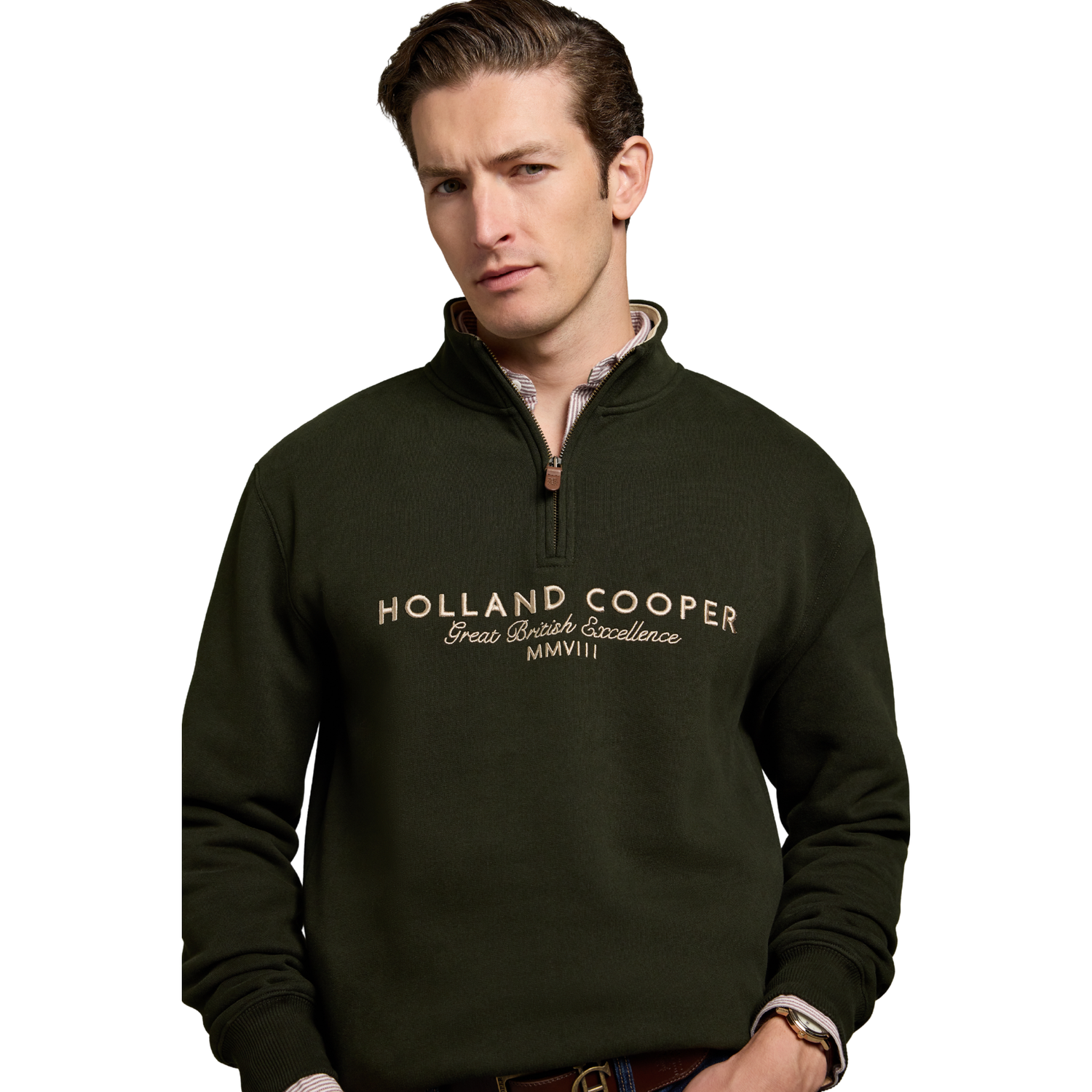 Heritage Quarter Zip Sweat Racing Green