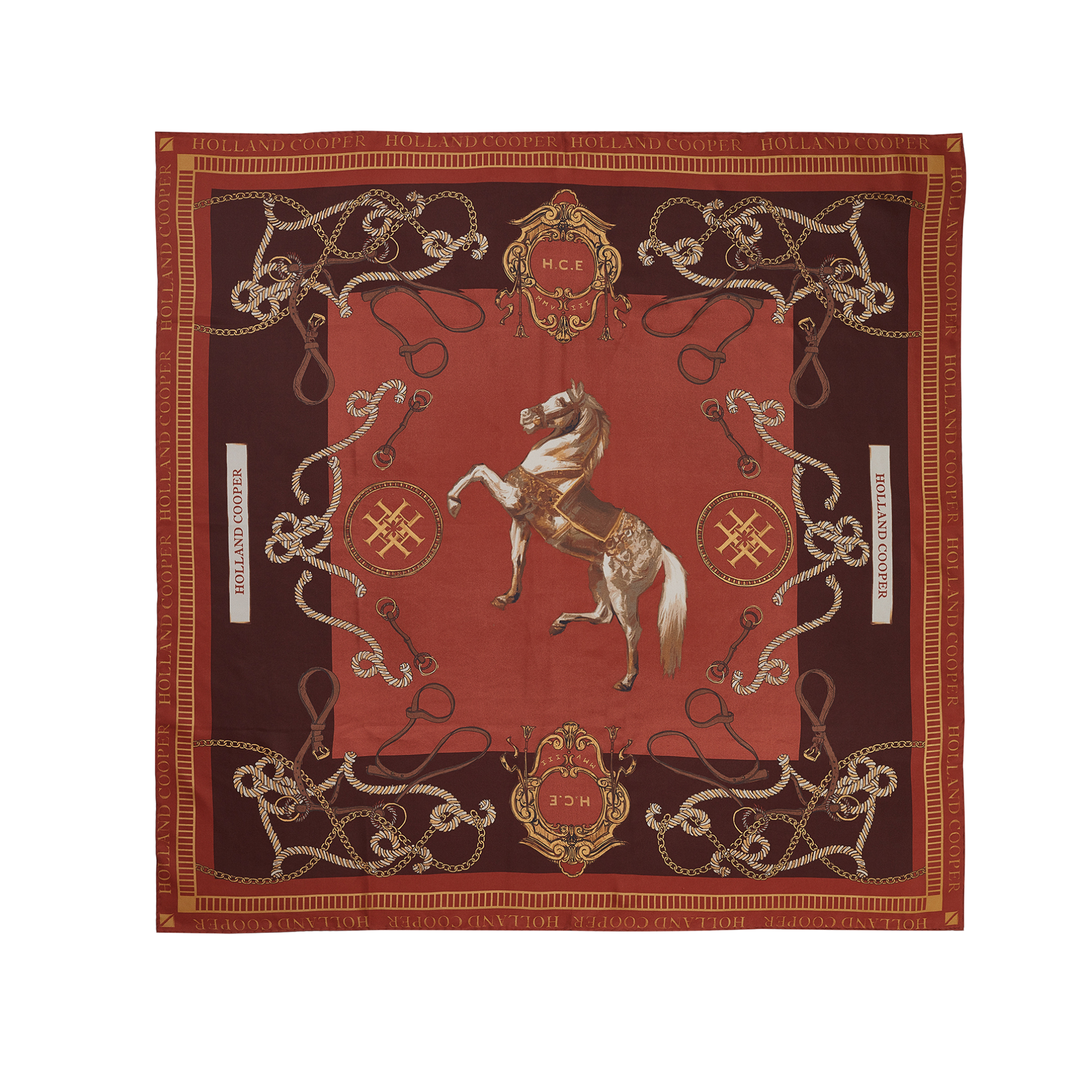 Regal Horse Silk Scarf Caramel