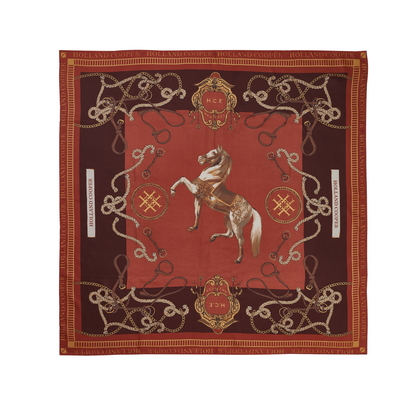 Regal Horse Silk Scarf Caramel