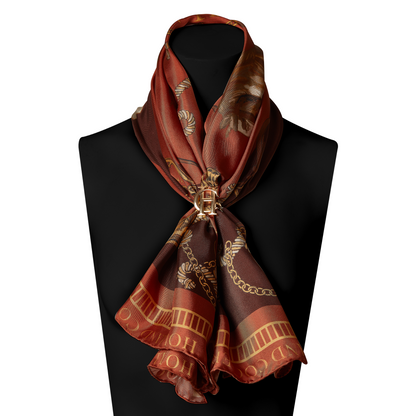 Regal Horse Silk Scarf Caramel