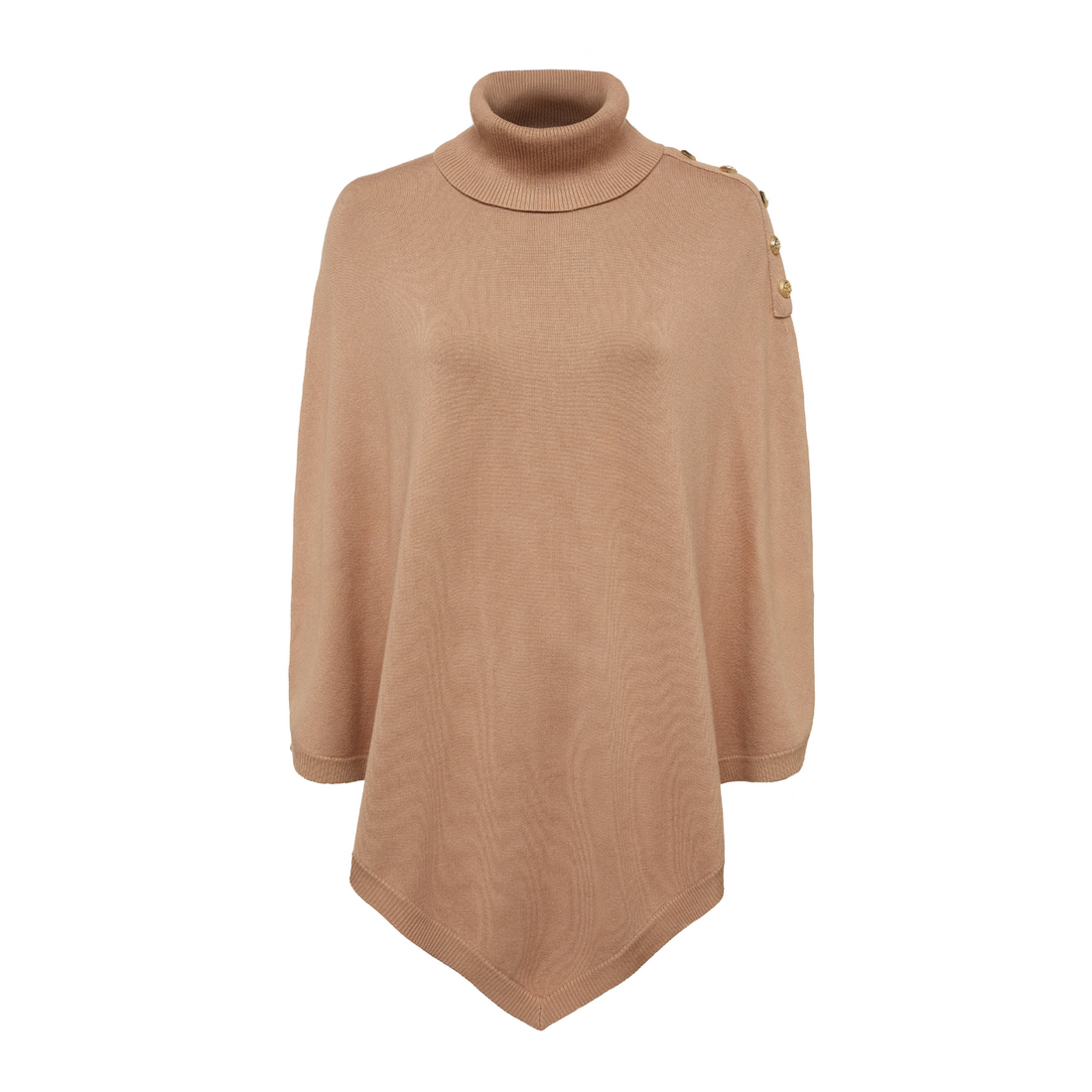 Roll Neck Cape Camel