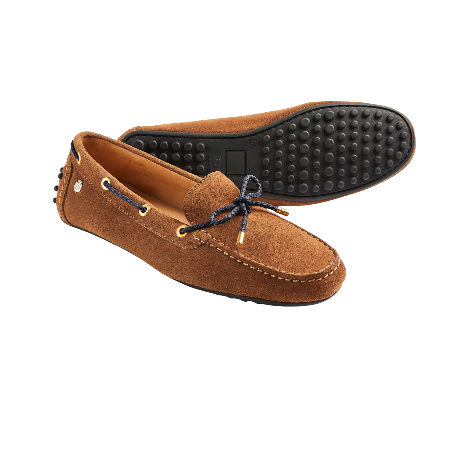 Henley Driving Shoe Tan/Navy Suede