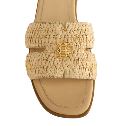 Heraldic Monogram Slides Natural Straw