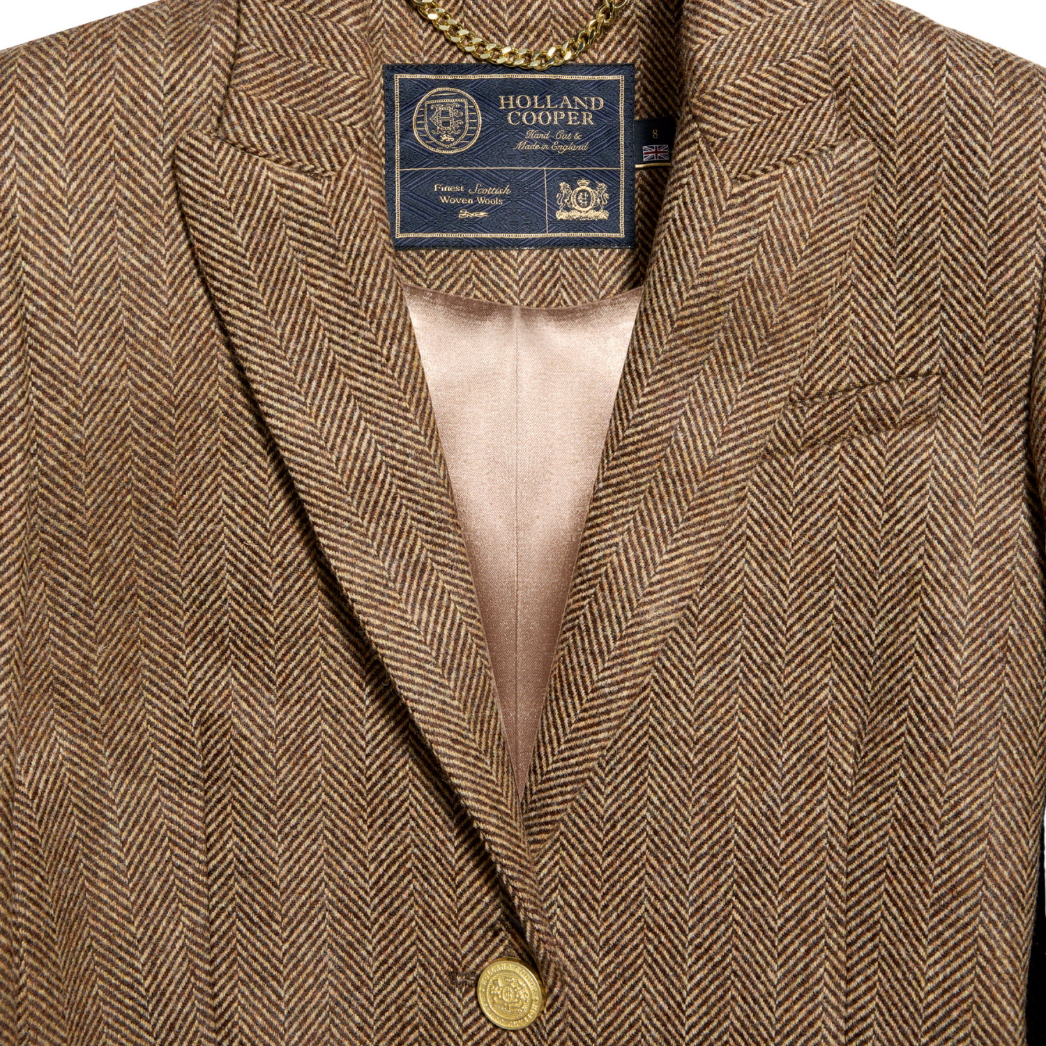 Highgrove Coat Large Scale Brown Herringbone