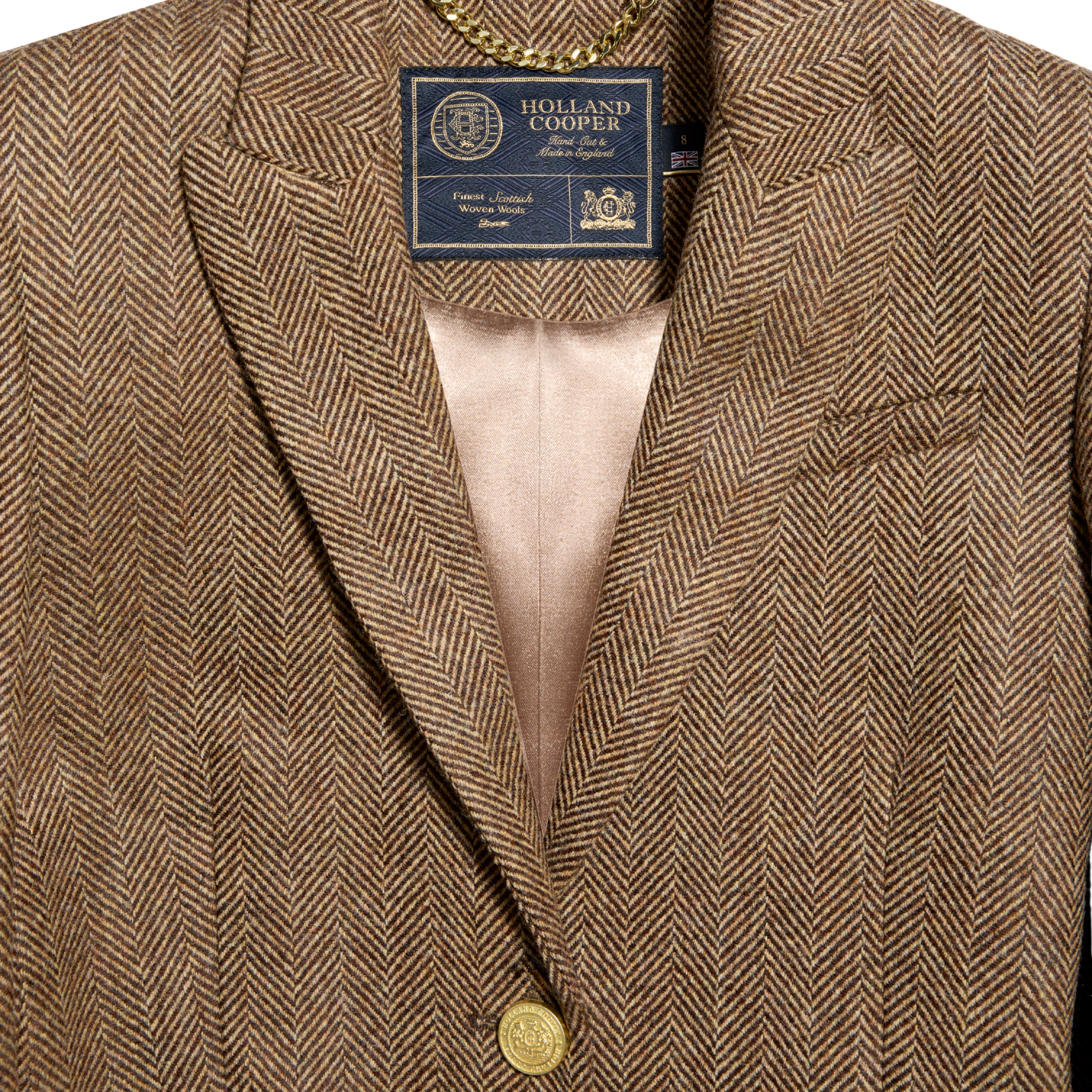 Highgrove Coat Large Scale Brown Herringbone