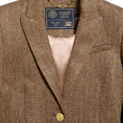 Highgrove Coat Large Scale Brown Herringbone