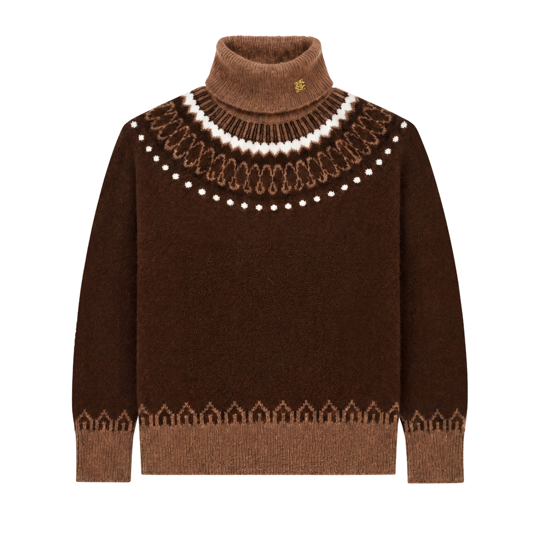Colorado Roll Neck Chocolate Fairisle