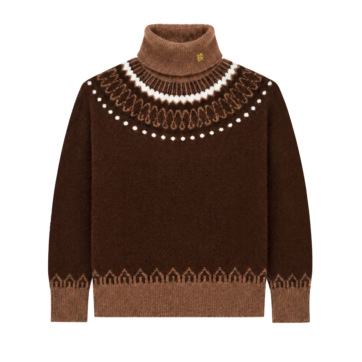 Colorado Roll Neck Chocolate Fairisle