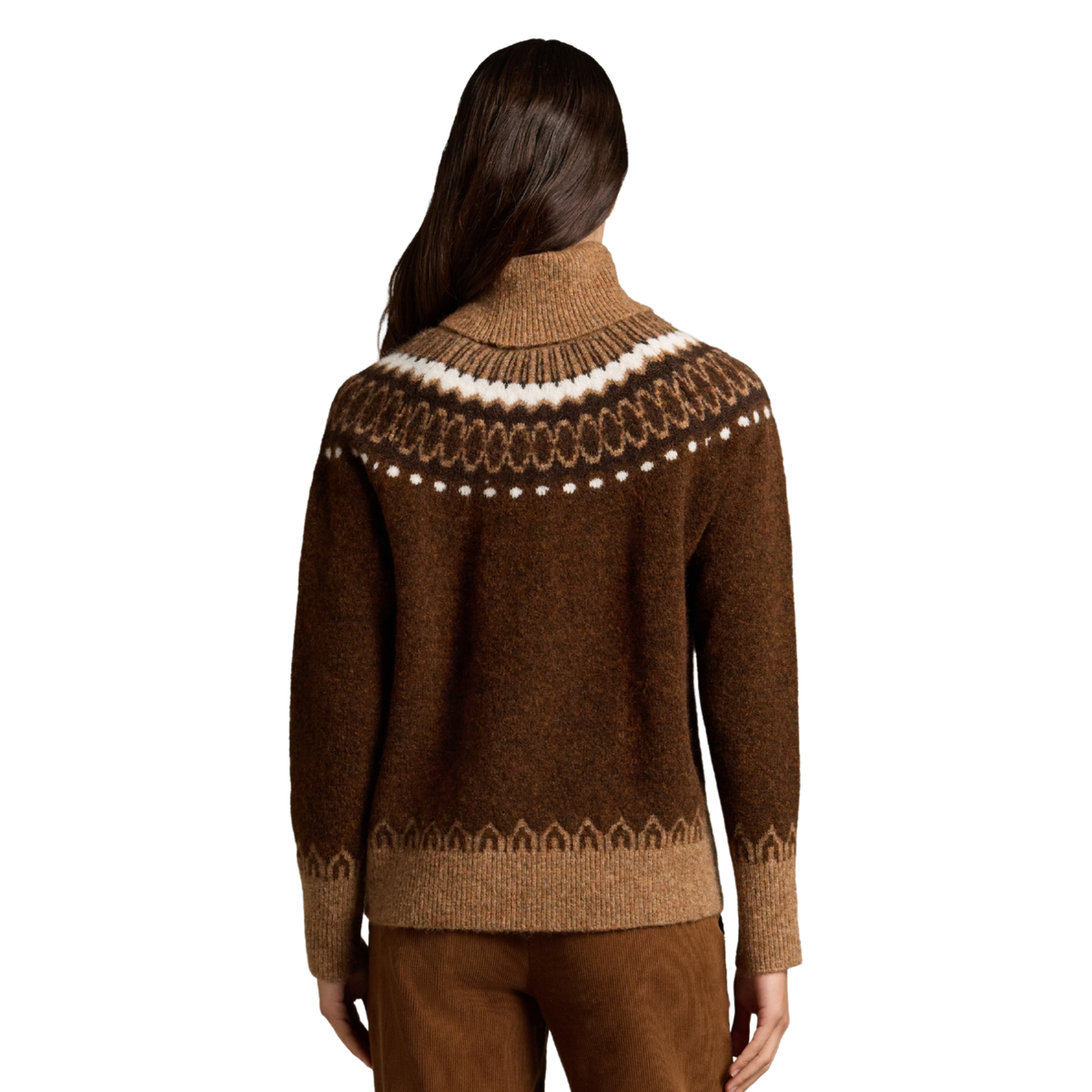 Colorado Roll Neck Chocolate Fairisle