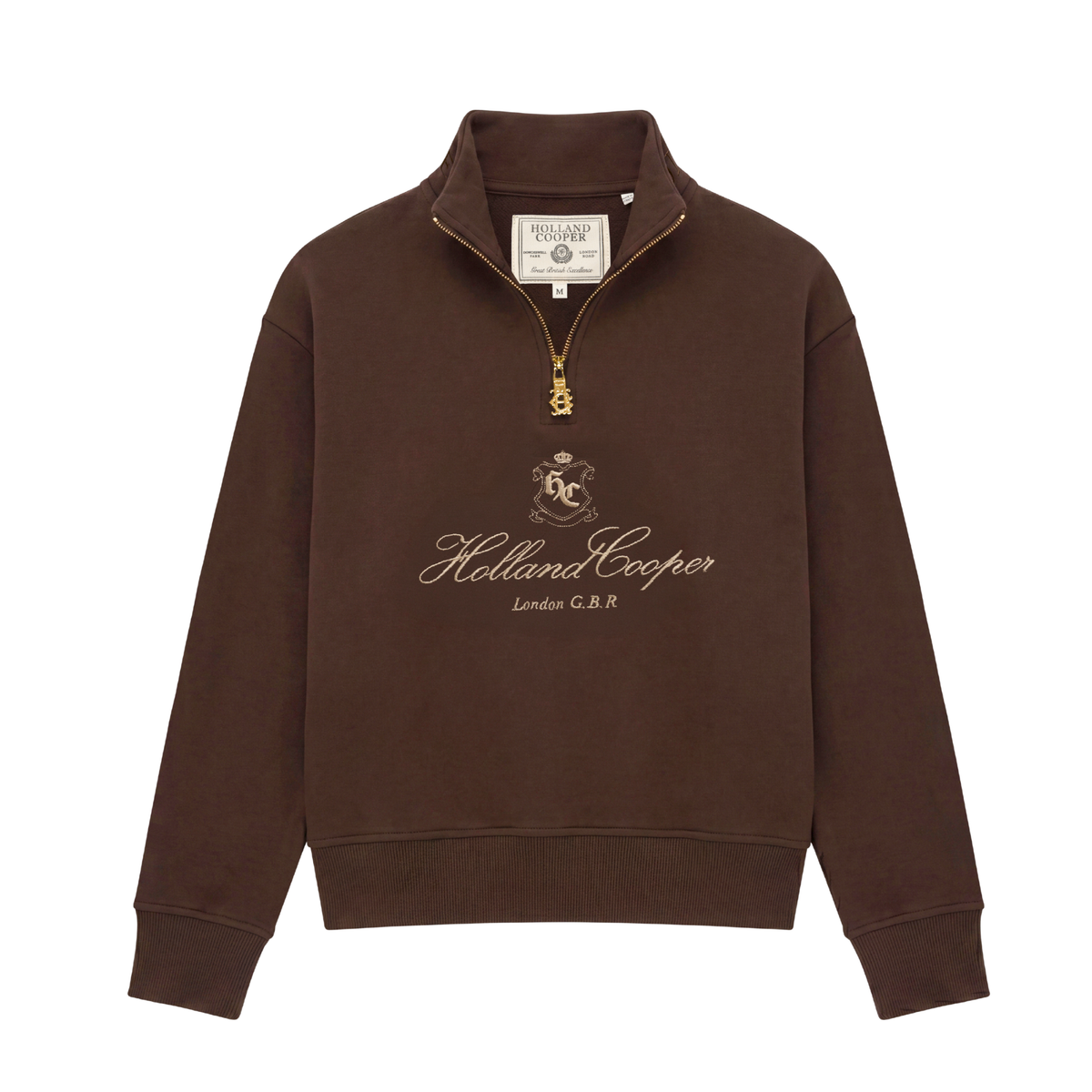Essential Relaxed Quarter Zip Sweat Walnut