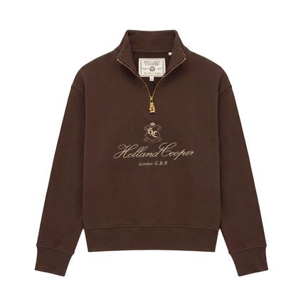 Essential Relaxed Quarter Zip Sweat Walnut