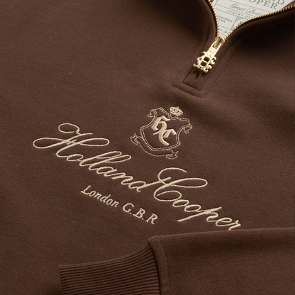 Essential Relaxed Quarter Zip Sweat Walnut