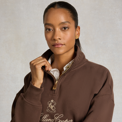 Essential Relaxed Quarter Zip Sweat Walnut