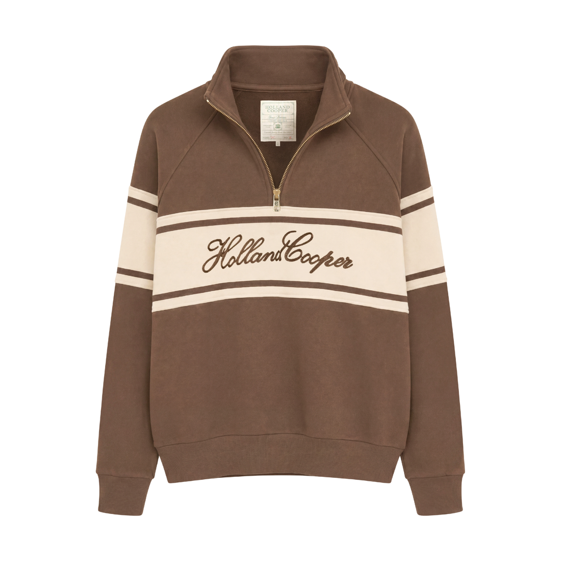 Relaxed Signature Quarter Zip Sweat Chestnut