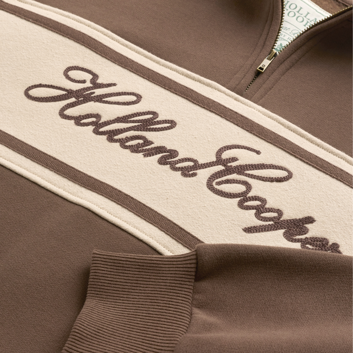 Relaxed Signature Quarter Zip Sweat Chestnut