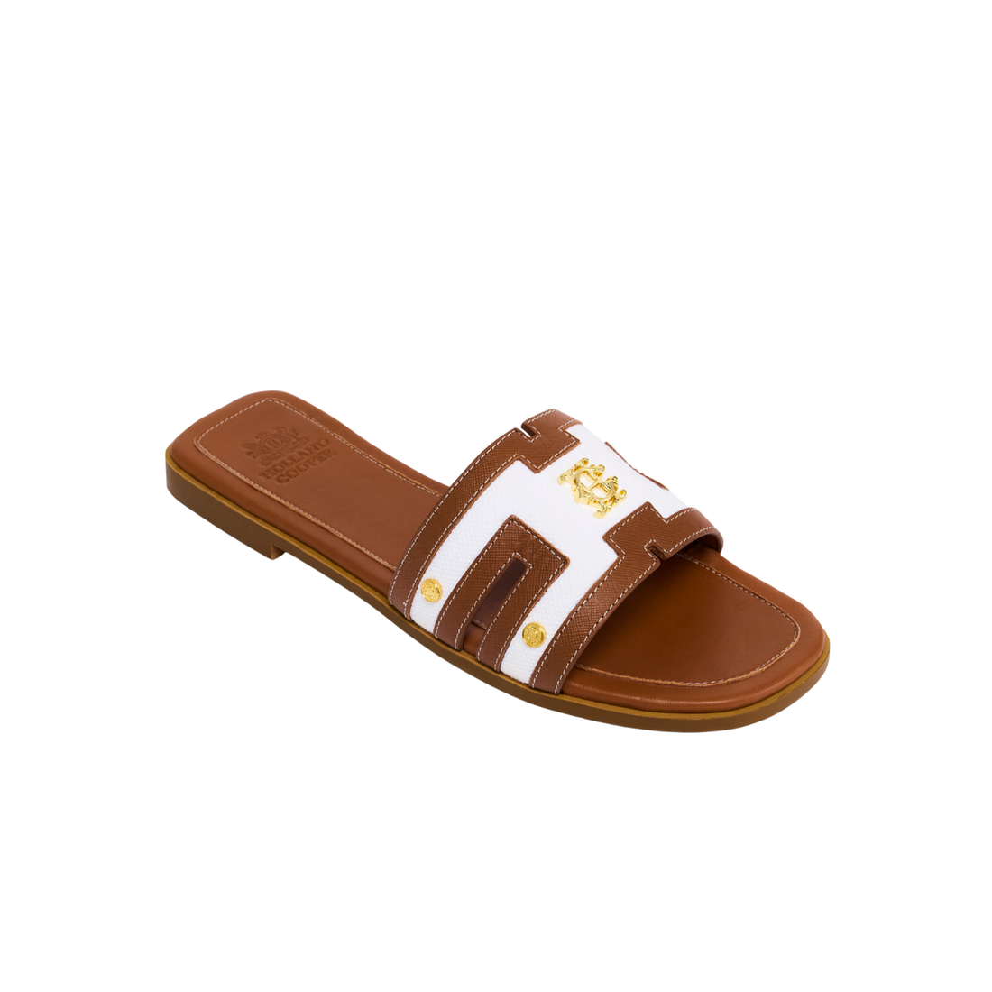Heraldic Monogram Slides Natural Tan