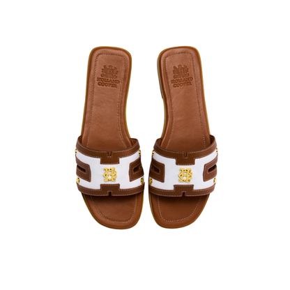 Heraldic Monogram Slides Natural Tan