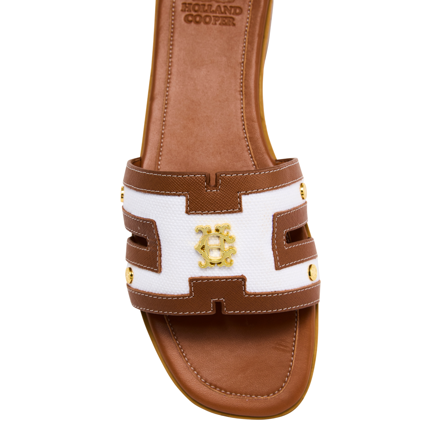 Heraldic Monogram Slides Natural Tan