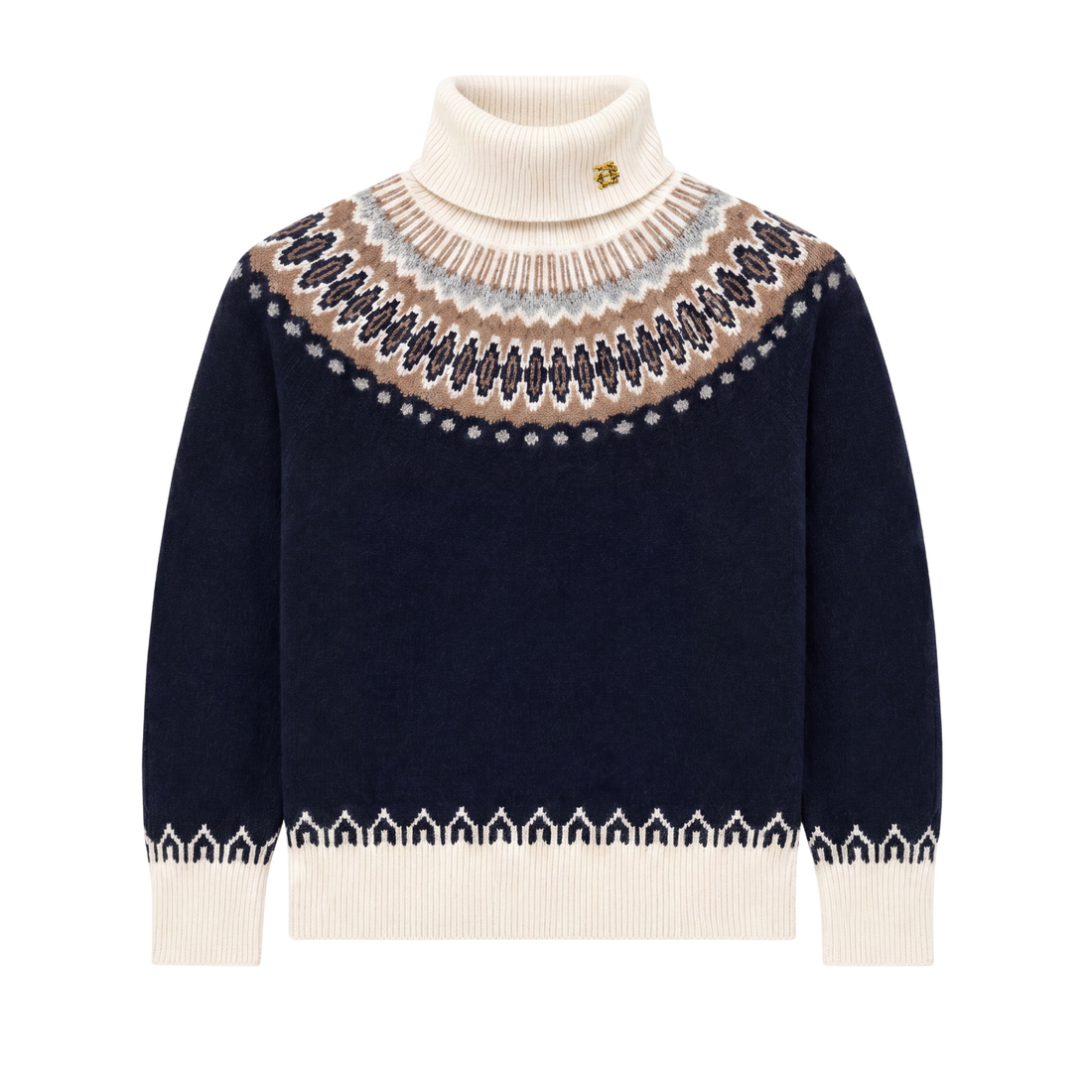 Colorado Roll Neck Ink Navy Fairisle
