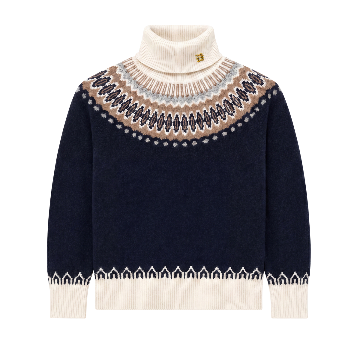 Colorado Roll Neck Ink Navy Fairisle