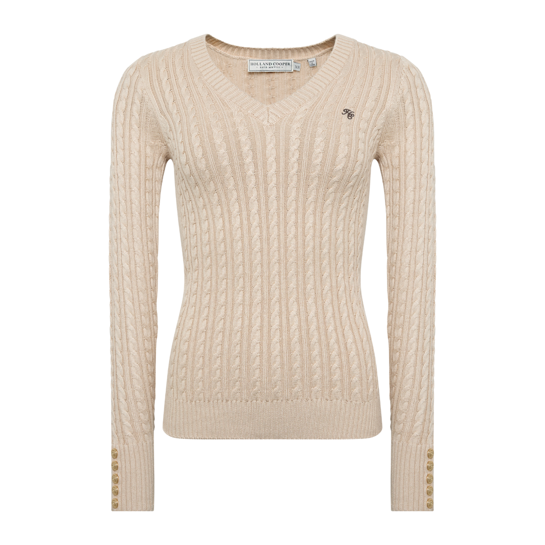 Seattle Cable V-Neck Knit Oatmeal