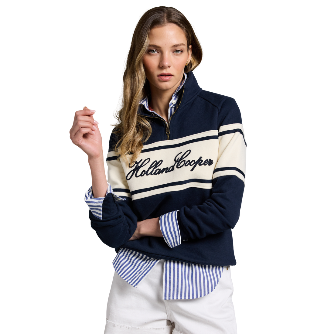 Signature Quarter Zip Sweat Ink Navy