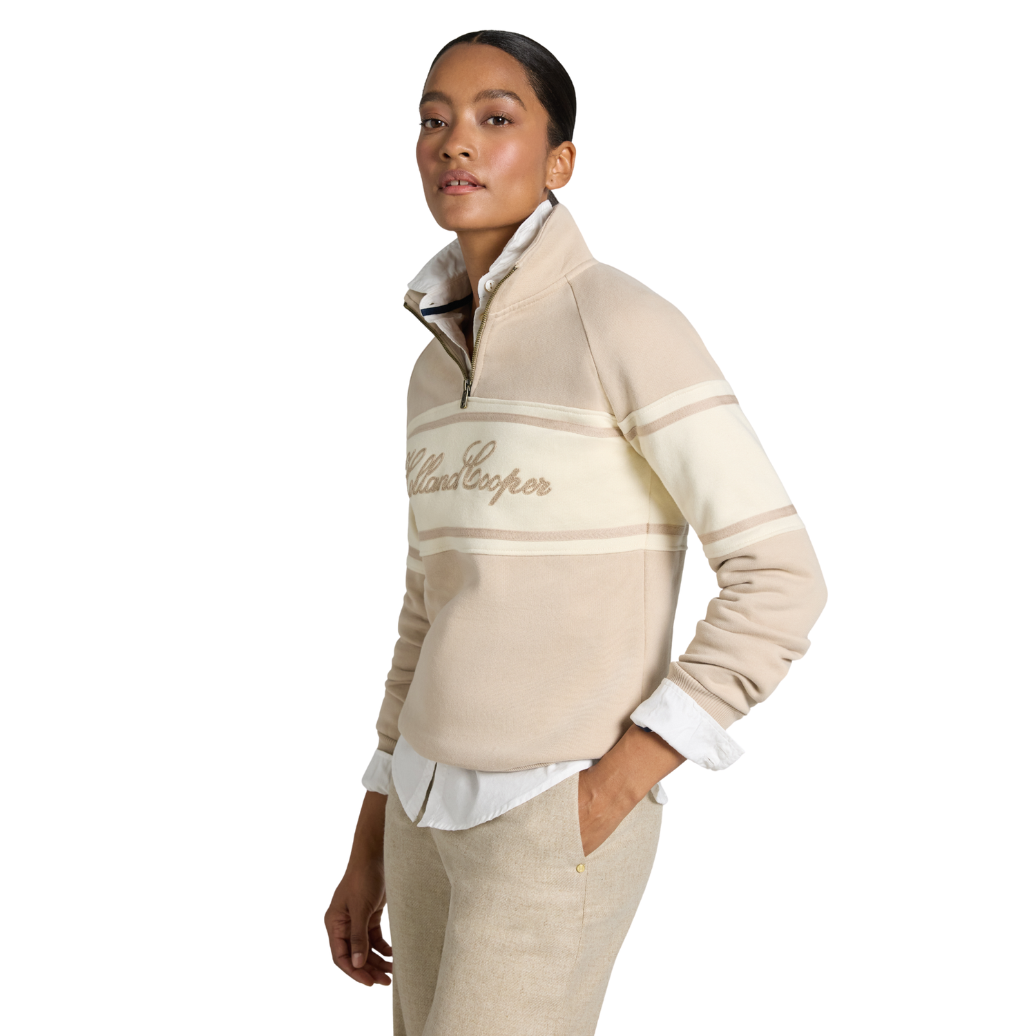 Signature Quarter Zip Sweat Stone