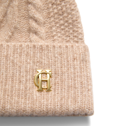 Sloane Cable Bobble Hat Taupe Marl