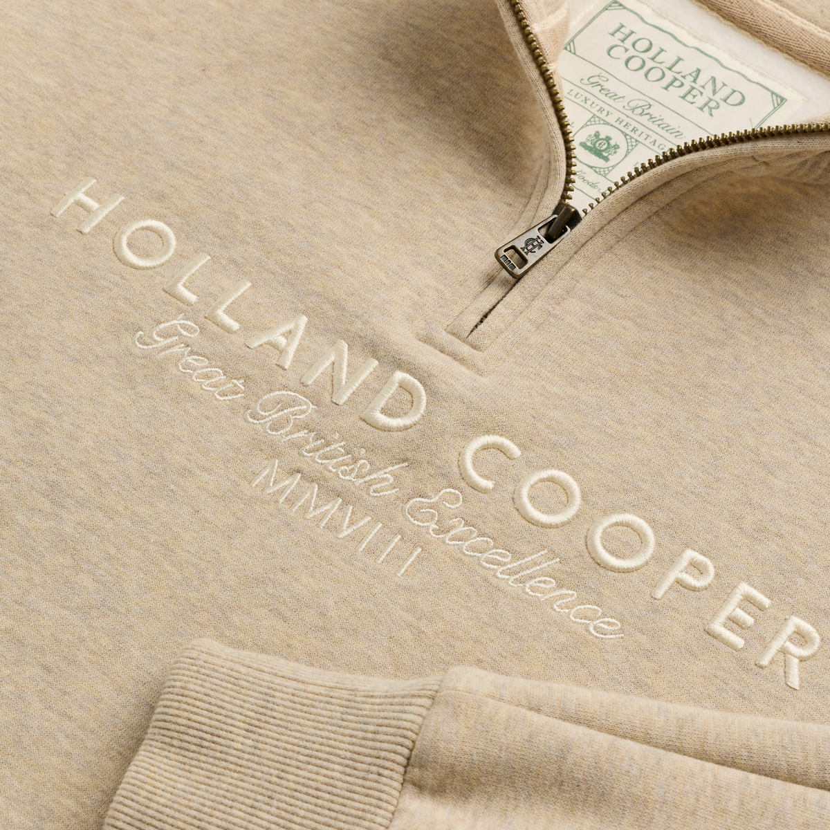 Sporting Goods Zip Henley Oatmeal Marl