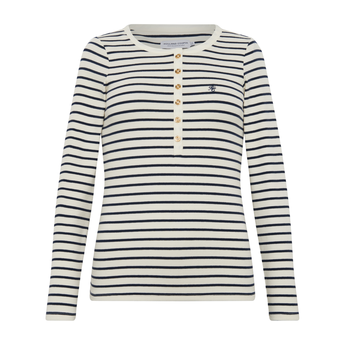 Striped Grandad Top Ink Navy