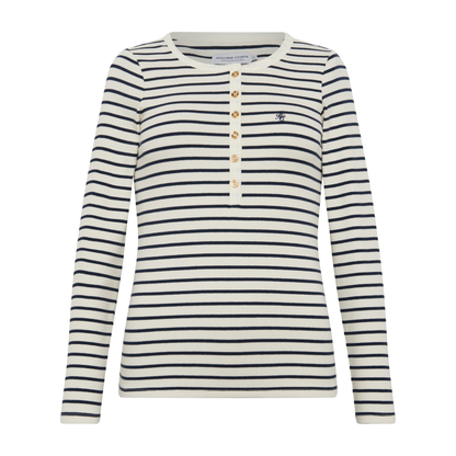 Striped Grandad Top Ink Navy