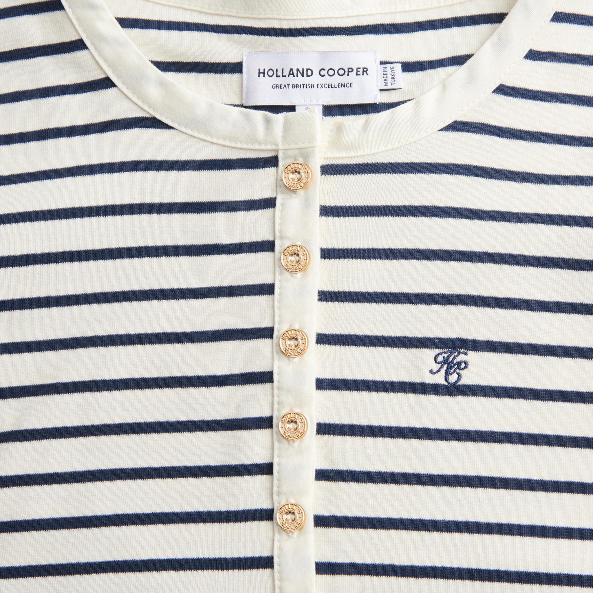 Striped Grandad Top Ink Navy