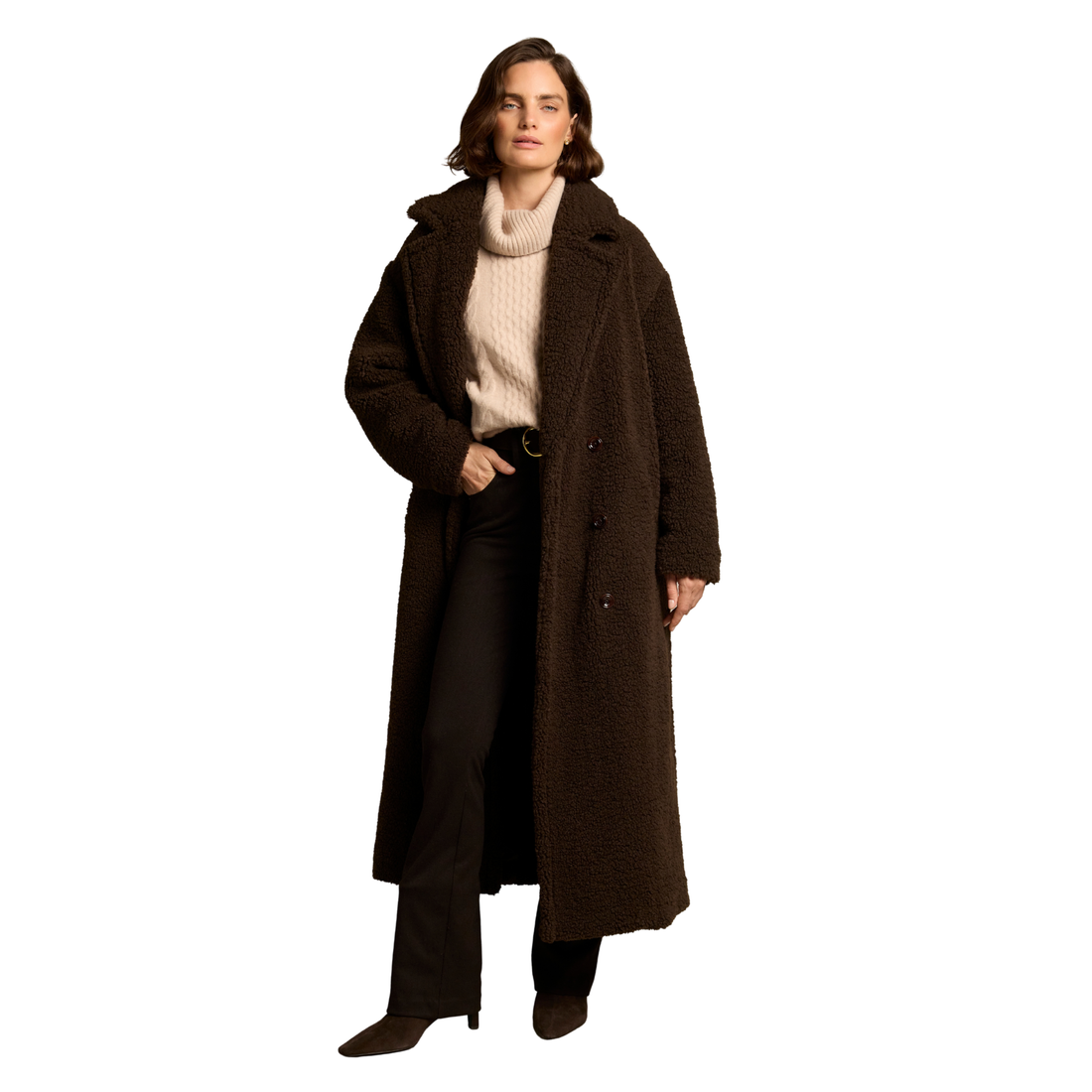 Teddy Longline Overcoat Chocolate