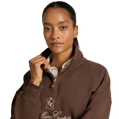 Essential Relaxed Quarter Zip Sweat Walnut