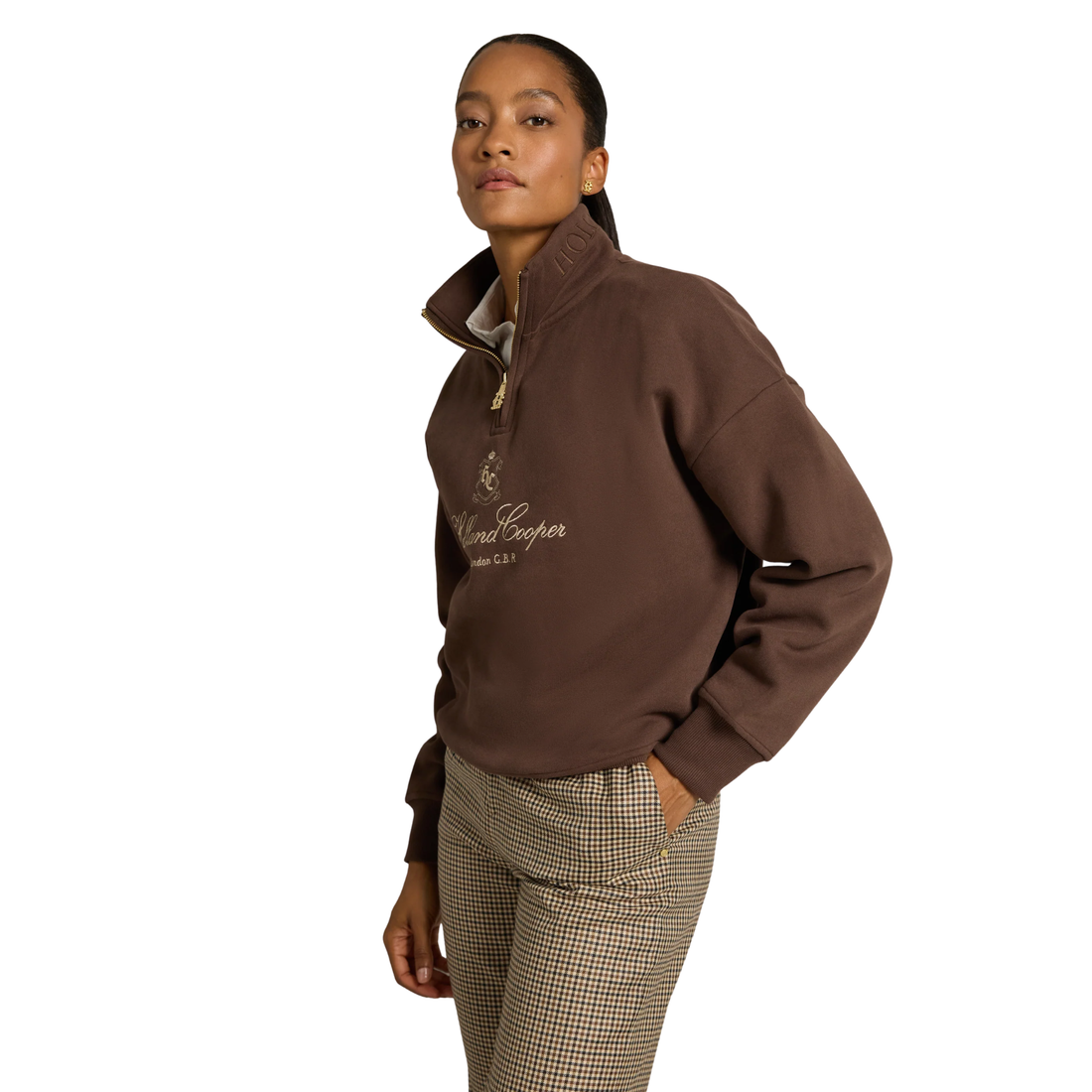 Essential Relaxed Quarter Zip Sweat Walnut