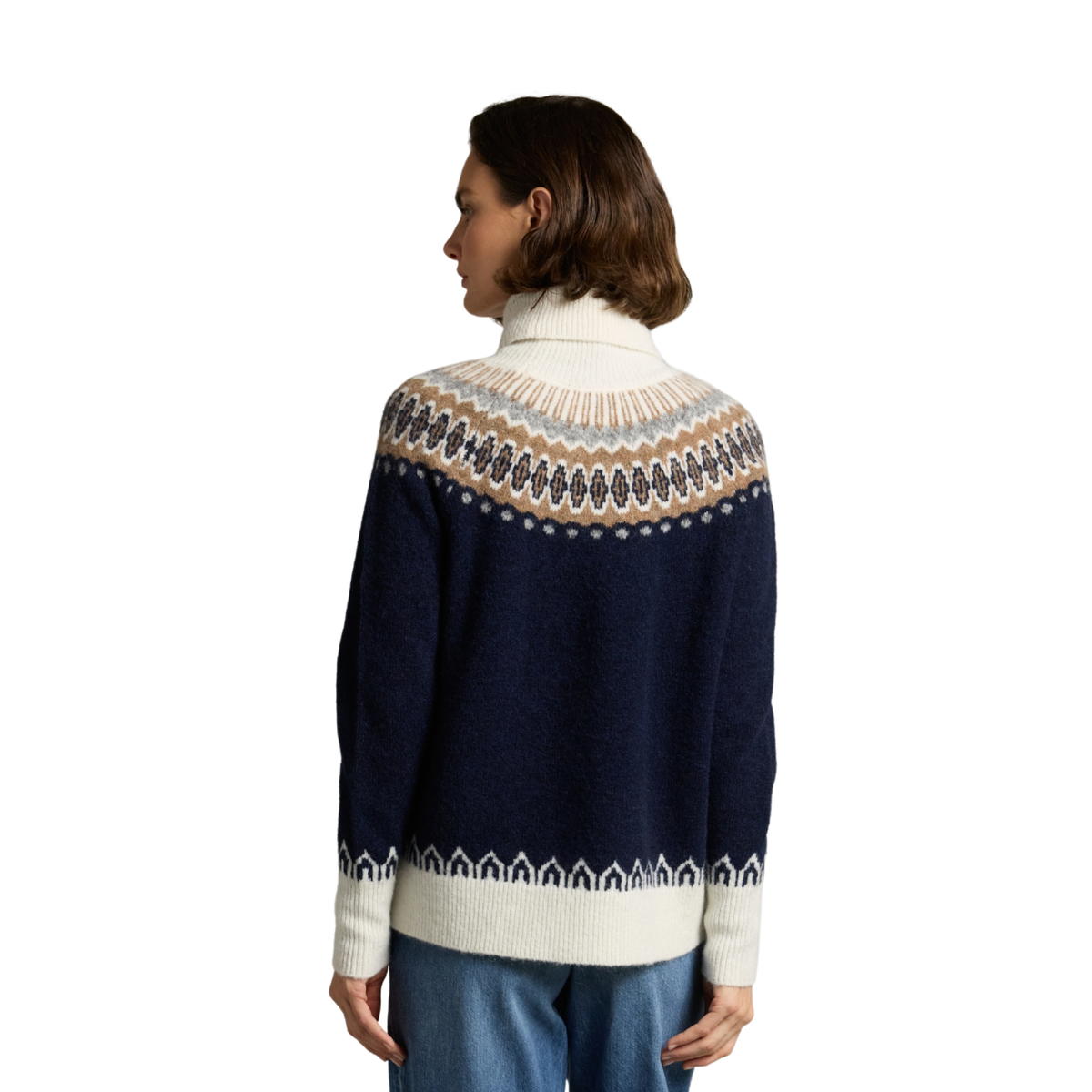 Colorado Roll Neck Ink Navy Fairisle