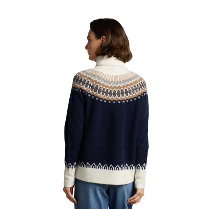 Colorado Roll Neck Ink Navy Fairisle