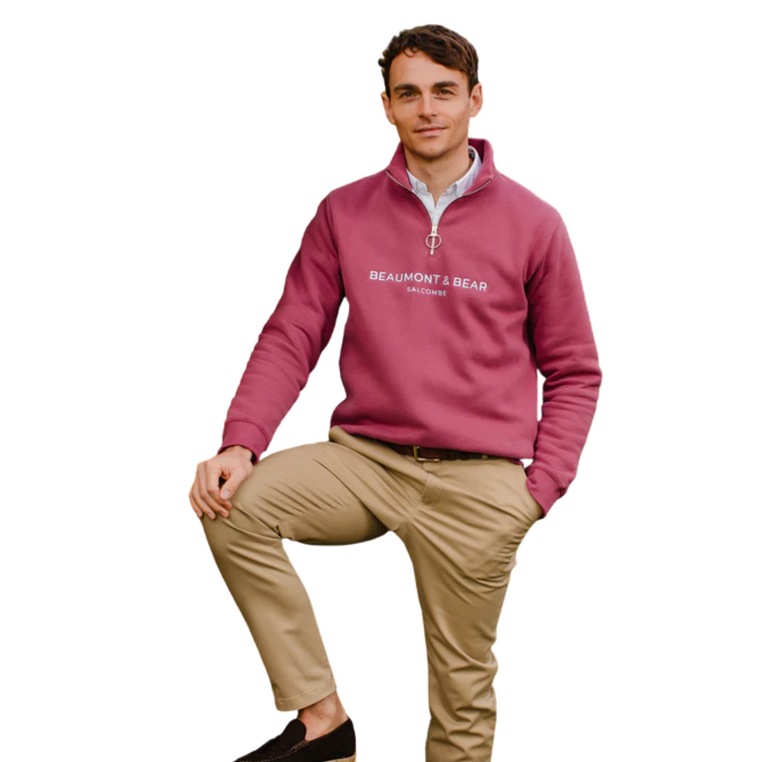 Kingswear Unisex Quarter Zip Rhubarb