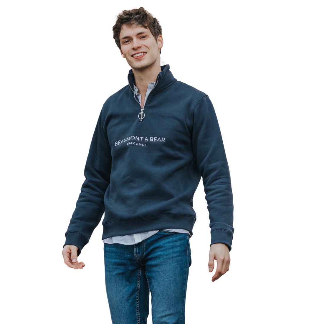 Kingswear Unisex Quarter Zip Washed Navy