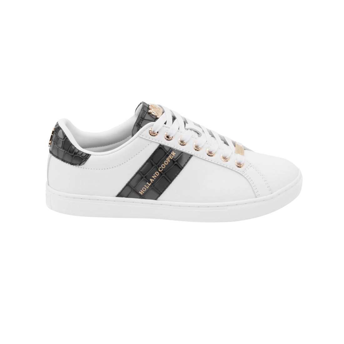 Knightsbridge Court Trainer Black Croc