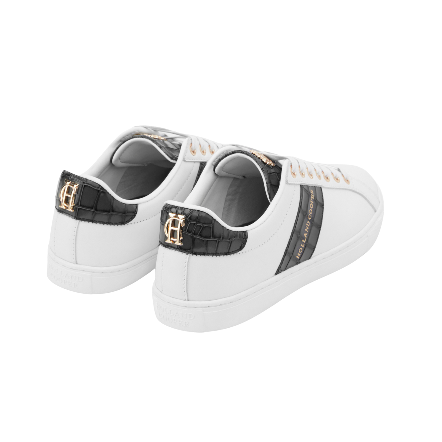 Knightsbridge Court Trainer Black Croc