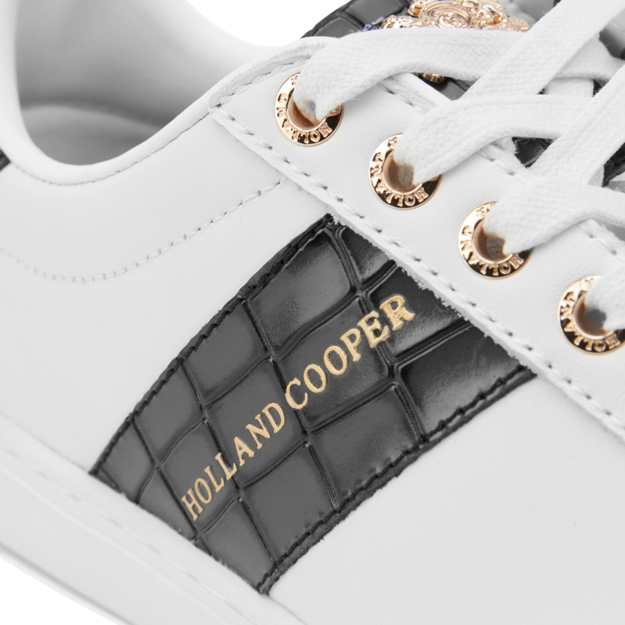 Knightsbridge Court Trainer Black Croc