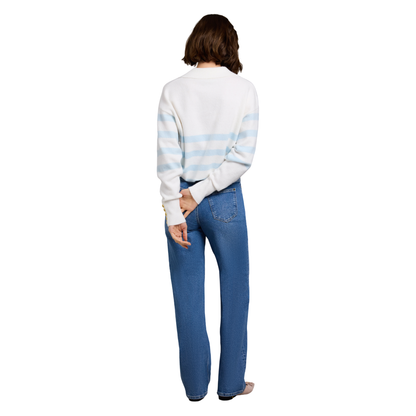 Lydia Quarter Zip Knit Natural Powder Blue